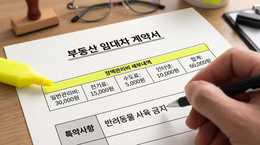부동산 임대차 계약서 양식 다운로드|법무부 주택임대차표준계약서 HWP·PDF 7 부동산임대차계약서 관리비특약사항